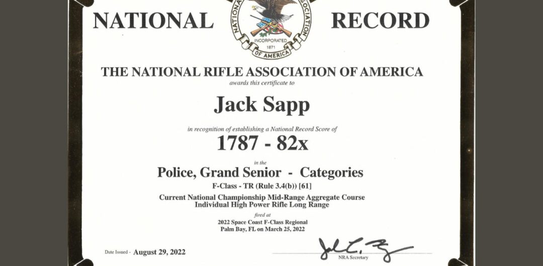 JACK SAPP NATIONAL RECORD WITH SHILEN 223